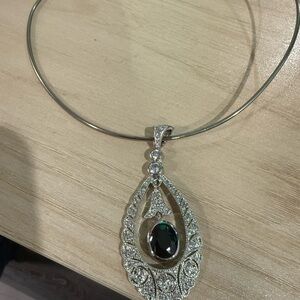 Elegant Silver and Black Pendant Necklace